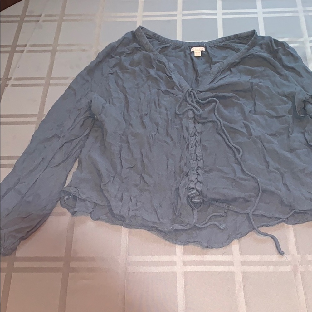 Dressy top, steel blue color